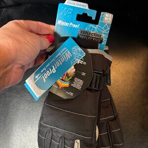 WinterProof Boys Black Stitch Refelctive Ski Glove - Touch - L (7-10) NWT